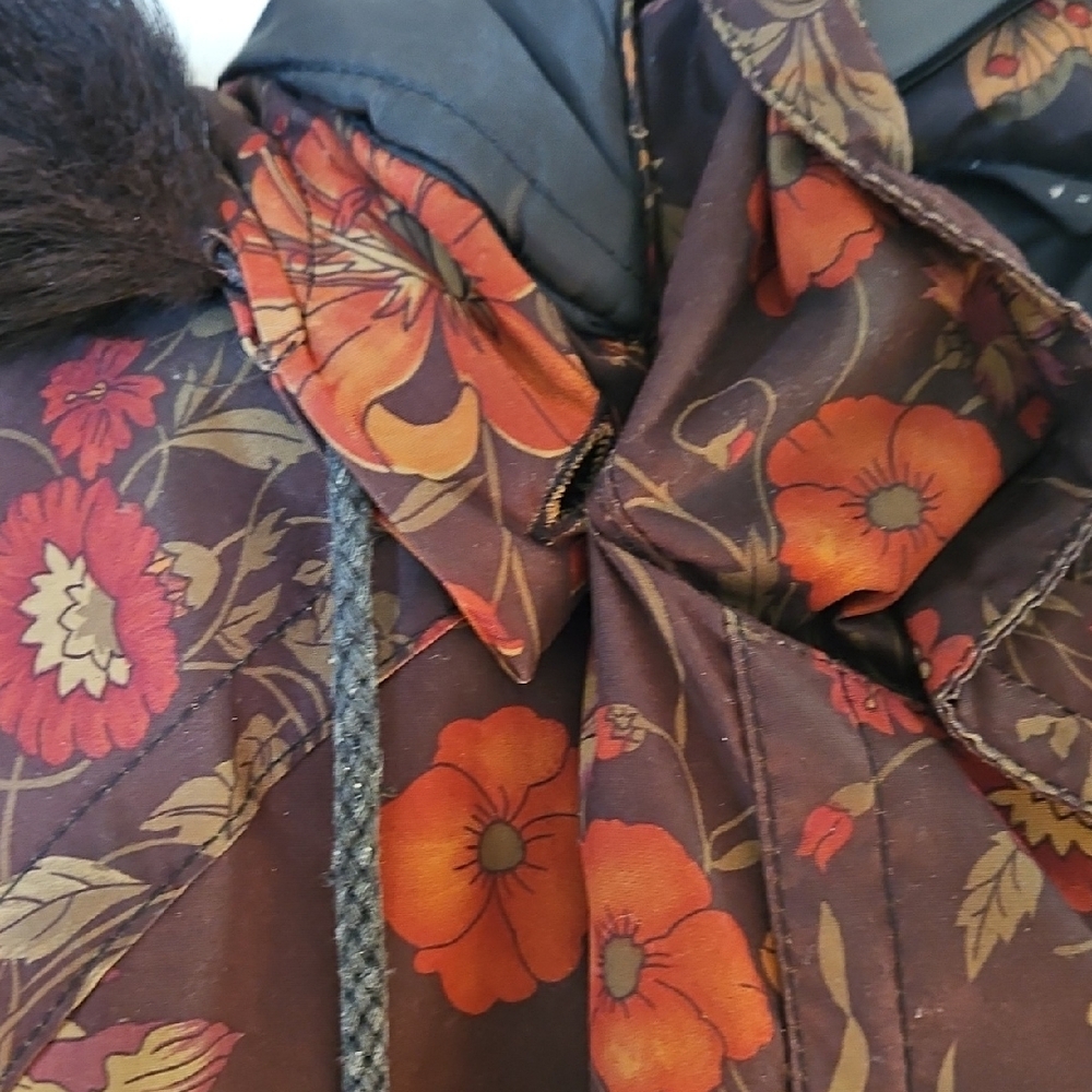 Vintage J.G. Hook Brown Floral Puffed Winter Coat - Picture 12 of 13